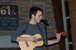 Junior Andrew Loeser performs at Wednesday's event.