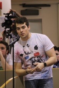 Senior Gerard Lisella speaks at the event.