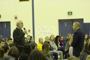 Professor Timothy Dansdill asks Hines a question.