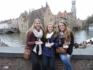 From left: Lauren Cleary, Monica Hall and Cate Duffy during their semester abroad. 