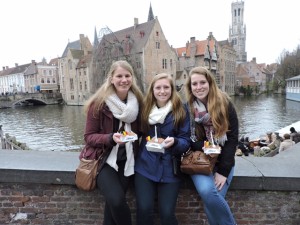 From left: Lauren Cleary, Monica Hall and Cate Duffy during their semester abroad.