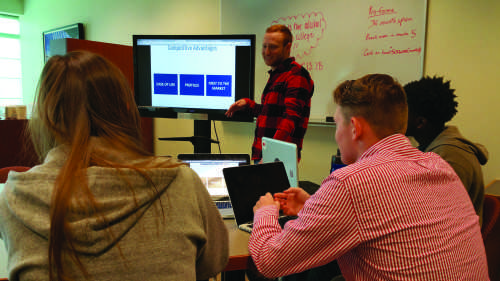 Students work in the QUCIE to create and develop ideas for apps, businesses and more.