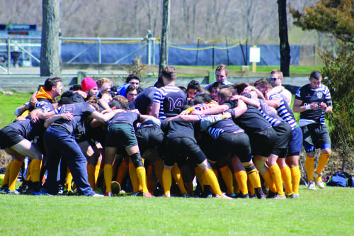 New Blue Rugby gathers prior to Sunday’s game vs. University of Hartford Rugby.
