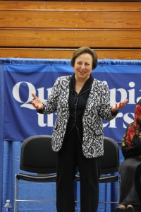 Shirin Ebadi spoke to students about their personal struggles when trying to bring peace to their respective countries, encouraging them to be proactive within their communities.