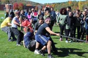 Members of Pi Kappa Phi compete in the tug of war tie breaker.