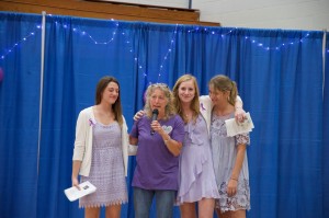 Caroline Tanner, Emily Jackson and Lauren Gardner stand with Jackie's mother, Sandra Gray.