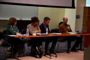 Media studies professor Lisa Burns, associate political science professor Khalilah Brown-Dean and political science professors Sean Duffy and Scott McLean moderated the discussion.