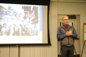 Vincent Contrucci speaks at the ‘Art of Protest’ lecture Nov. 10.